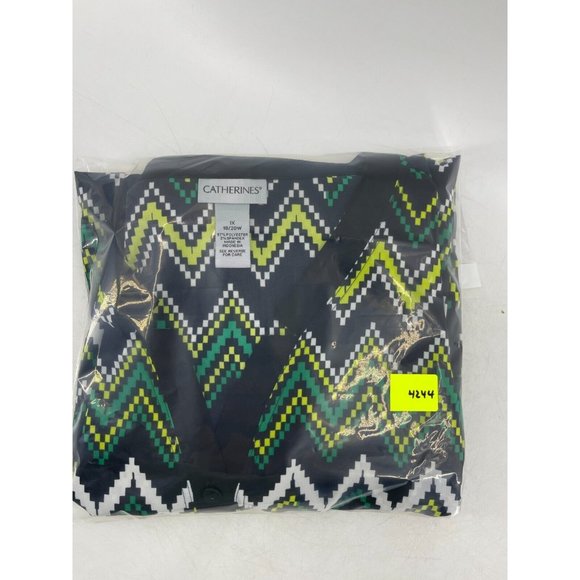 Catherines Women's Plus Long Sleeve Geometric Striped Top Shirt Size 1X 18/20W - Picture 13 of 13